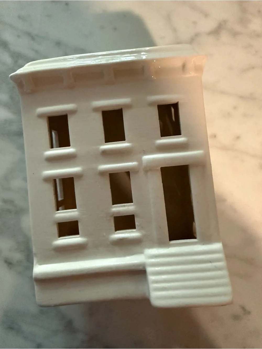 Crate & Barrel White Ceramic Holiday Gothic Revival Brownstone